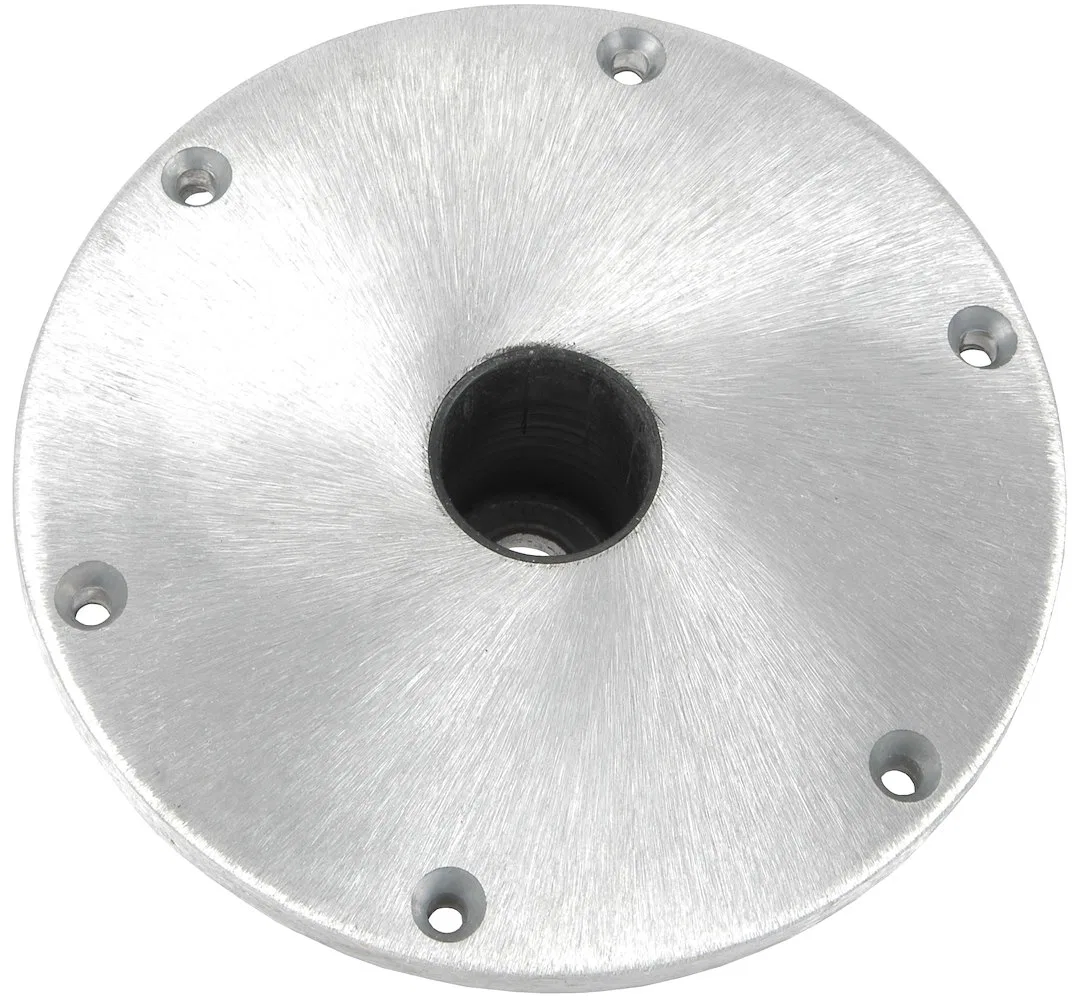1640002 – SPRINGFIELD Boat Seat Pedestal Base Plate, Round 9 Inch Diameter Non-Threaded Satin Aluminum ABYC Class H-3...